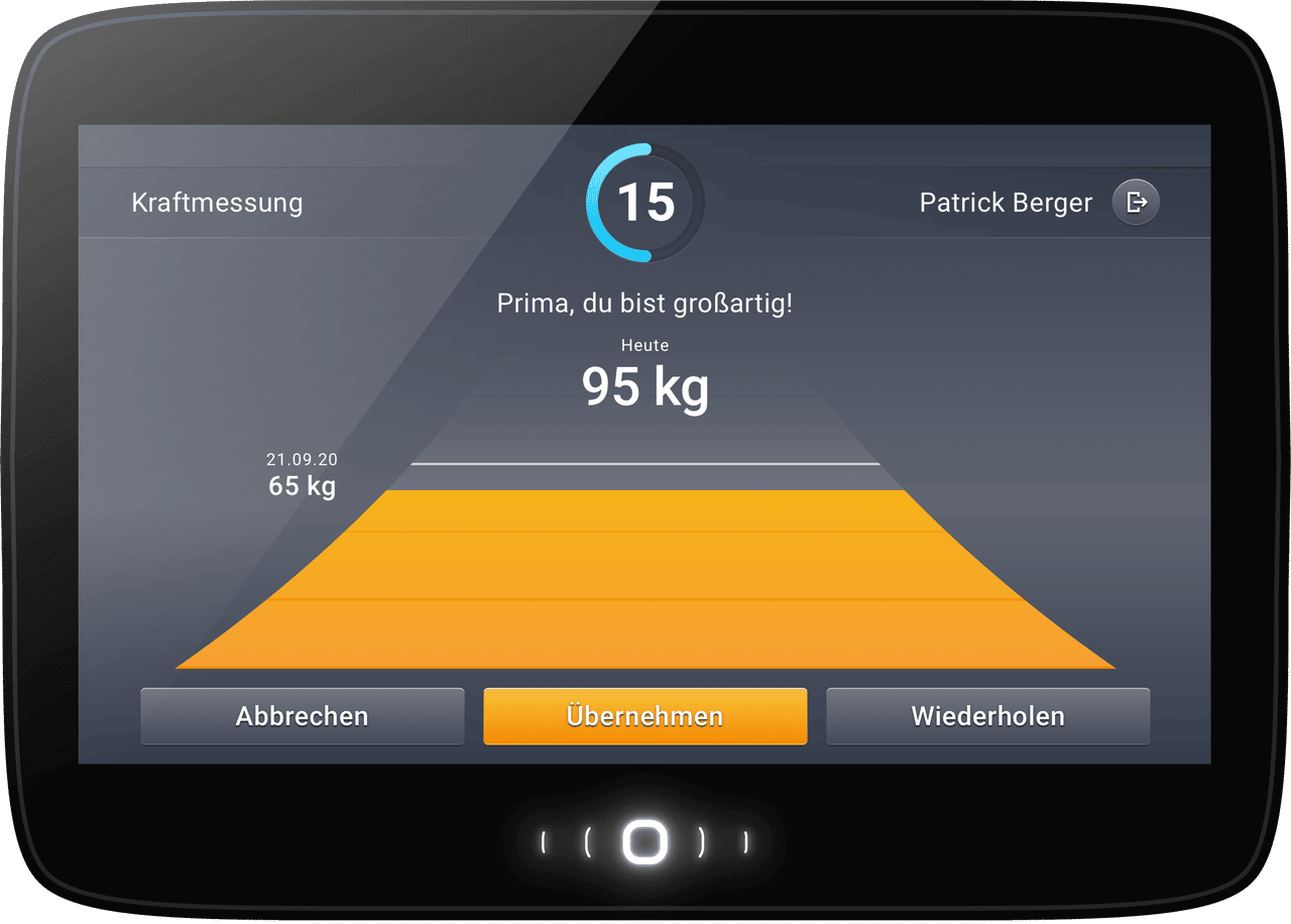 EGYM Gerät mit Kraftmessung auf dem Display